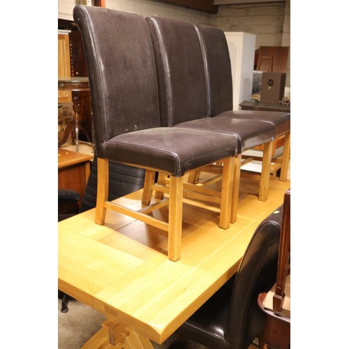 703 - Heavy oak dining table with 6 chairs