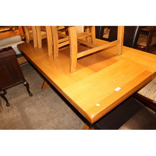 703 - Heavy oak dining table with 6 chairs
