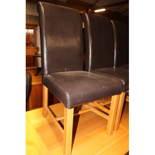 703 - Heavy oak dining table with 6 chairs