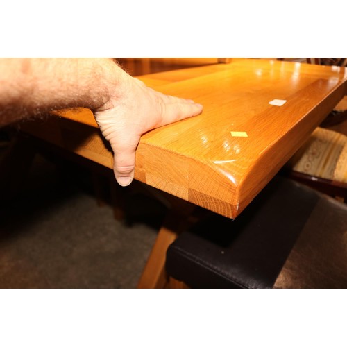 703 - Heavy oak dining table with 6 chairs