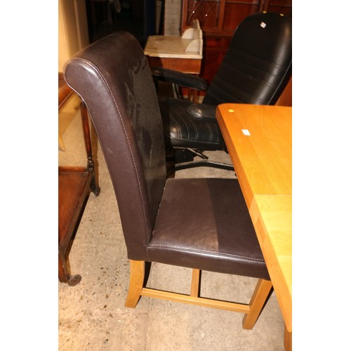 703 - Heavy oak dining table with 6 chairs