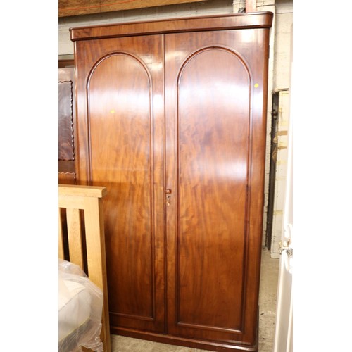 730 - Victorian mahogany 2 drawer wardrobe