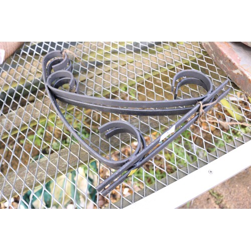 8 - Pair of heavy metal hanging basket brackets