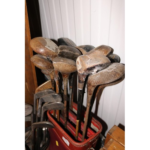 132 - 2 bags of vintage golf clubs - woods & irons with vintage golf bags