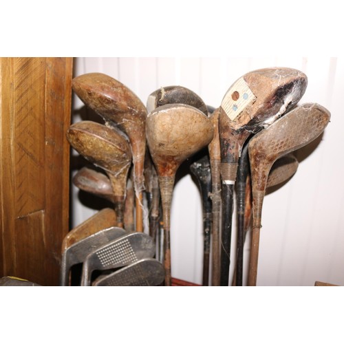 132 - 2 bags of vintage golf clubs - woods & irons with vintage golf bags