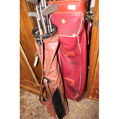 132 - 2 bags of vintage golf clubs - woods & irons with vintage golf bags