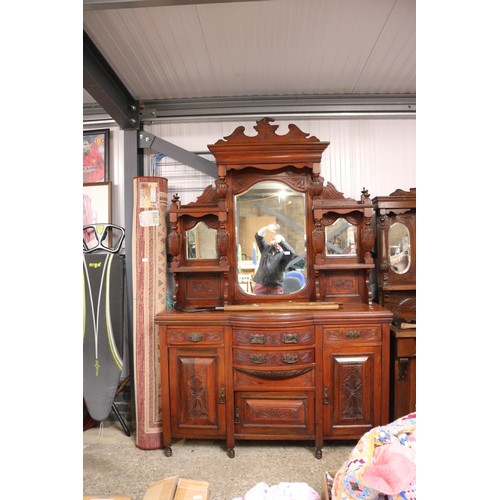 142 - Antique mirror back sideboard