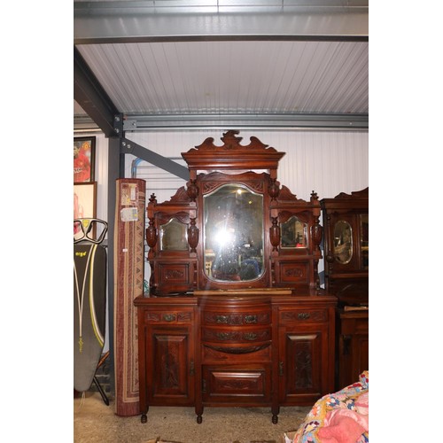 142 - Antique mirror back sideboard