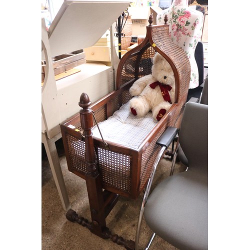 213 - 19th century gothic revival rocking crib & mattress