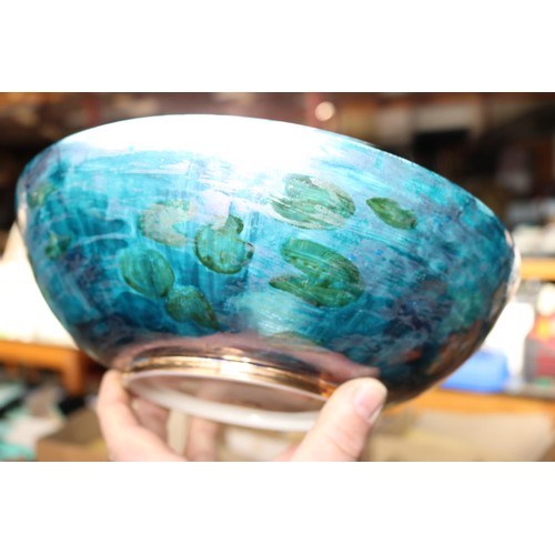 549 - Water lily, toads & dragonfly painted fruit bowl
