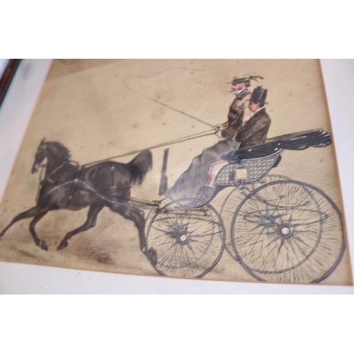 581 - 2 framed horse & cart prints