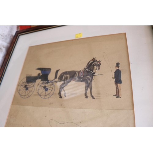 581 - 2 framed horse & cart prints