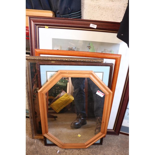 592 - 4 pics & pine mirror