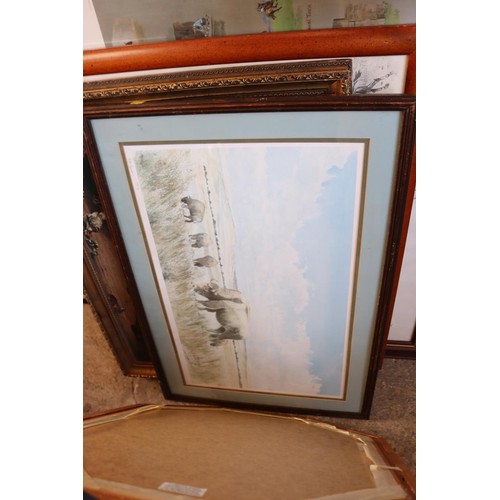 592 - 4 pics & pine mirror