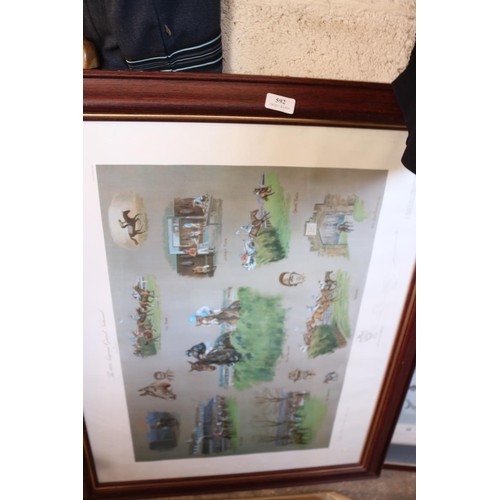 592 - 4 pics & pine mirror