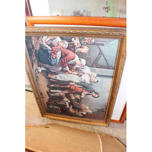 592 - 4 pics & pine mirror