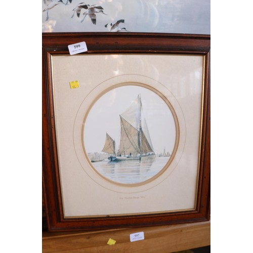 599 - Framed print, Thames barge