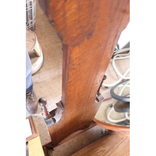 601 - Ornate antique oak carved barometer & themometer