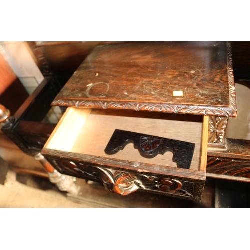 610 - Antique heavily carved oak hall stand