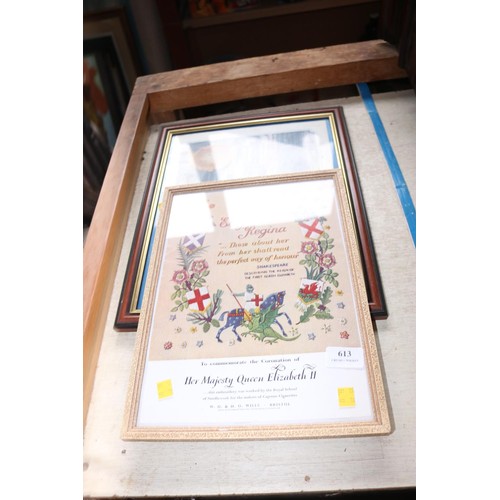 613 - 1953 framed adverts for the coronation from Huntly & Palmer biscuits & Capstan Wills cigarette one