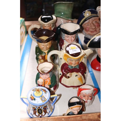 616 - Selection of Toby jugs & Beswick character jug