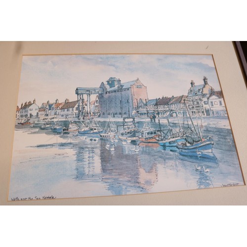 628 - 3 pictures (2 prints of Wells harbour)