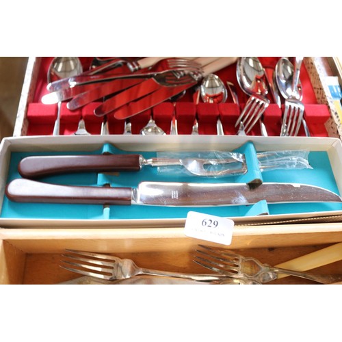 629 - Quality cutlery sets, some boxed, loose sets & canteen