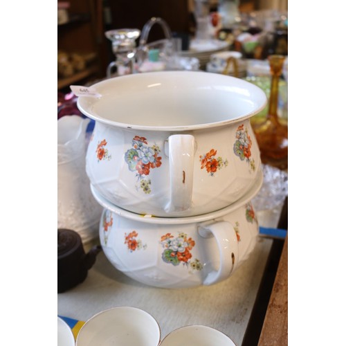 645 - Oriental china, jugs, chamber pots, etc