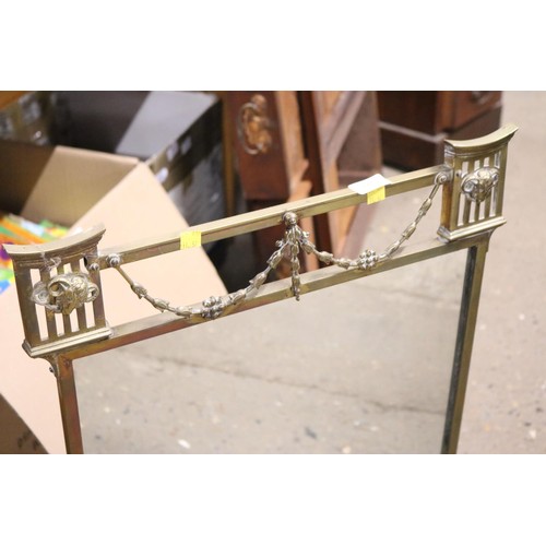 666 - Antique brass mirrored fire screen - art noveau