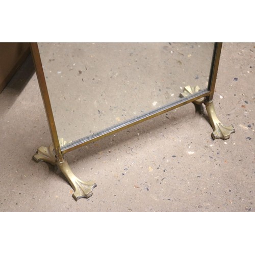 666 - Antique brass mirrored fire screen - art noveau