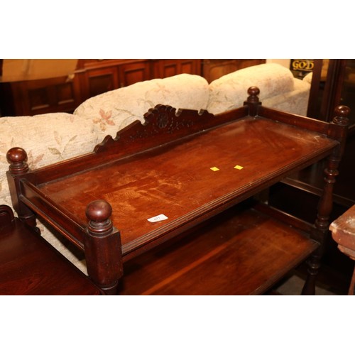 677 - Antique mahogany buffet carved rail top
