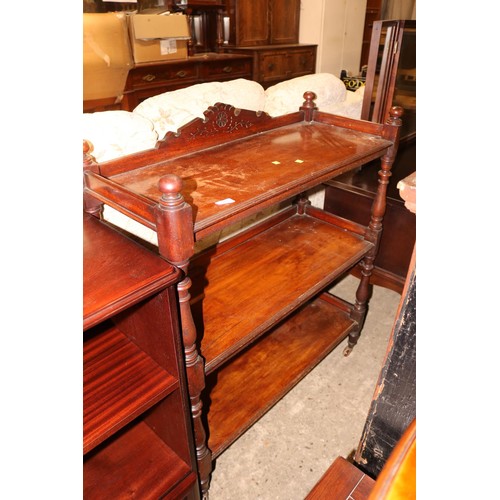 677 - Antique mahogany buffet carved rail top