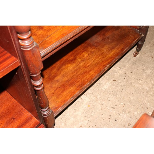677 - Antique mahogany buffet carved rail top
