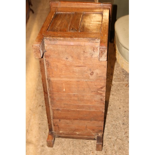 694 - Small oak carved 3 panel chest