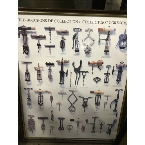 610A - Framed prints - corkscrews, Gilbey whiskey, Badger boor