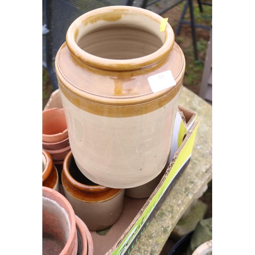 59 - Box of stone jars & clay pots