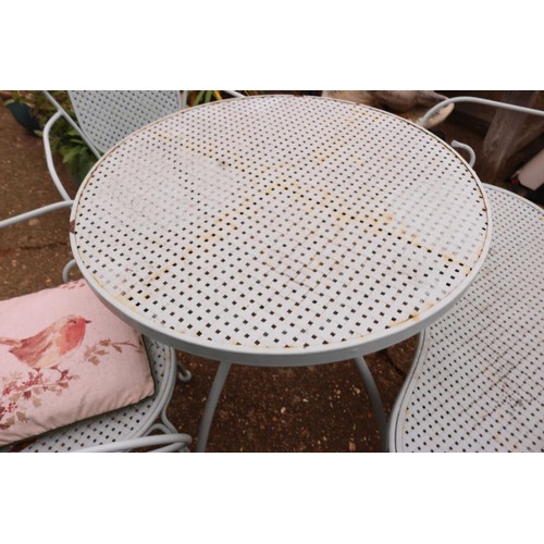 82 - Metal garden furniture set (2 chairs, bench & table)