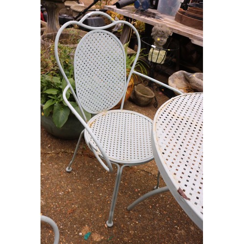 82 - Metal garden furniture set (2 chairs, bench & table)