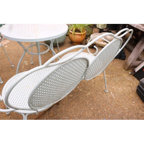 82 - Metal garden furniture set (2 chairs, bench & table)