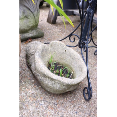 84 - Concrete shoe planter & plant stand