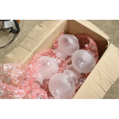 144 - Box of glass lamp shades (9)