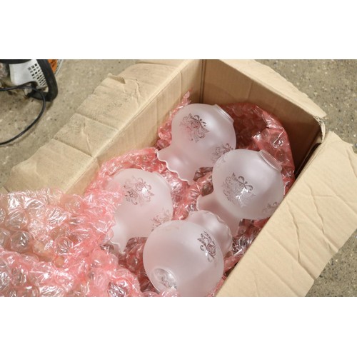 144 - Box of glass lamp shades (9)