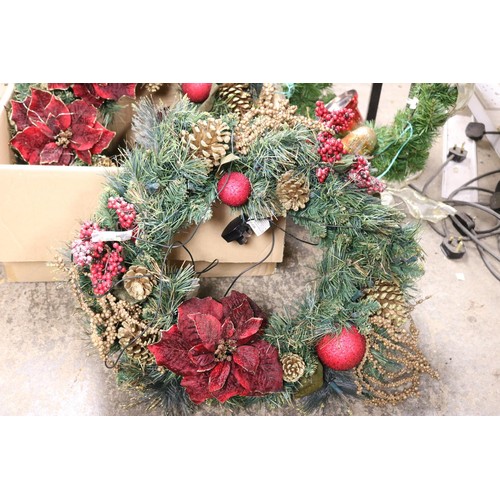 209 - Box of 3x Christmas electric wreaths - warranted until 12 noon Tuesday following the above sale