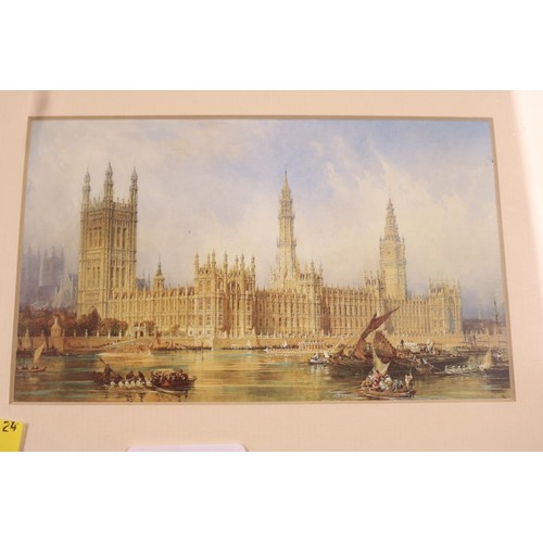 232 - 2 x small prints of Westminster Palace and Thames