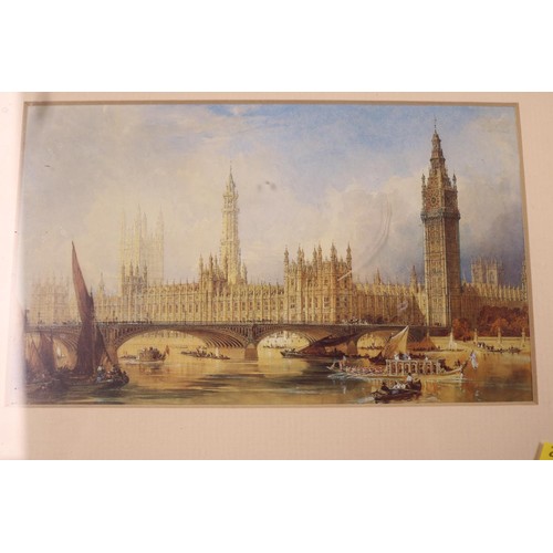 232 - 2 x small prints of Westminster Palace and Thames