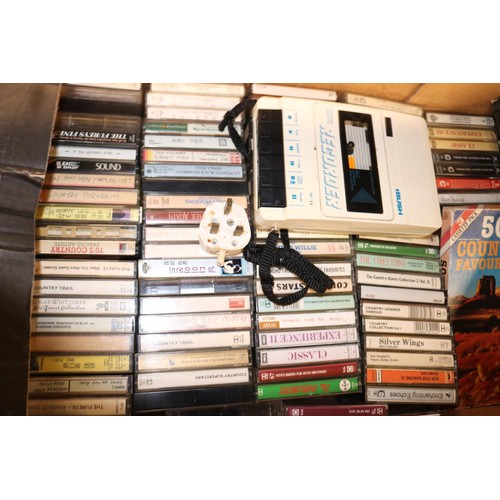 331 - Box of 100 country & western cassettes & tape recorder