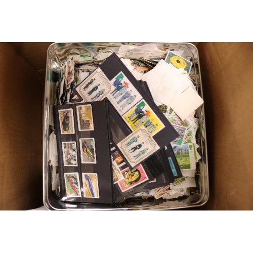 336 - Box of GB & foreign stamps, 3x tins, 3x tubs