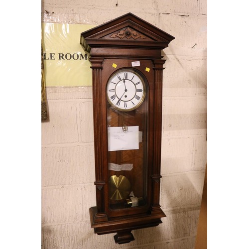 553 - Victorian wall clock, mahogany