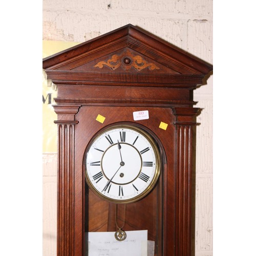 553 - Victorian wall clock, mahogany