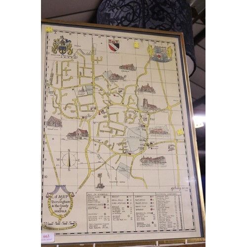 663 - Map of Dersingham, framed